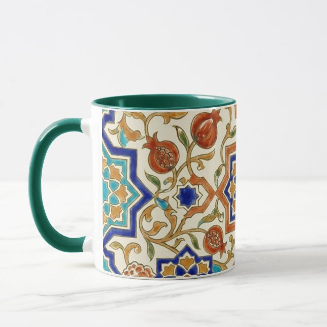 Caneca Azulejo de Romã Andaluz e Estrela Geométrica Azul  (Esquerda)