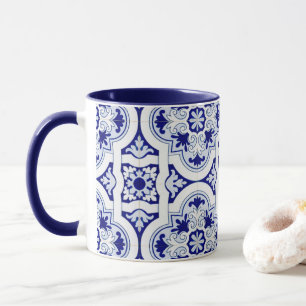 Caneca Azulejo de Talavera Azul e Branco