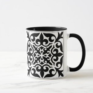 Caneca Azulejo marroquino - branco com fundo preto