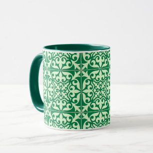 Caneca Azulejo marroquino - esmerald e verde-claro