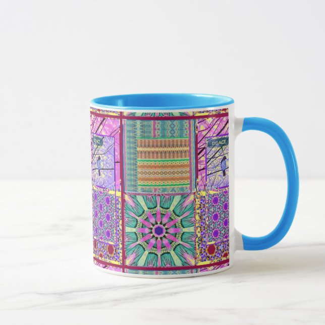 Caneca Azulejos Azulejos Geométricos com Pássaro da Paz (Direita)