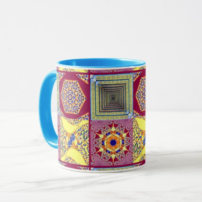 Caneca Azulejos Azulejos geométricos com torção CG (Frente Esquerda)