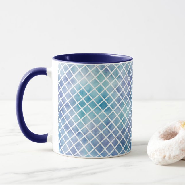 Caneca Azulejos de cor azul roxo (Com Donut)