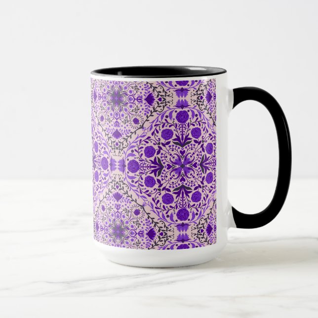 Caneca Azulejos florais, cor-de-rosa violeta e algodão do (Direita)