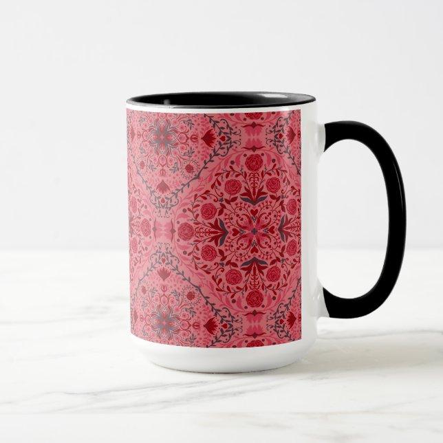 Caneca Azulejos florais em vermelho e melancia rosa (Direita)