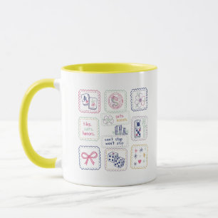 Caneca Azulejos Inspirados em Mahjong e Colagem de Amulet