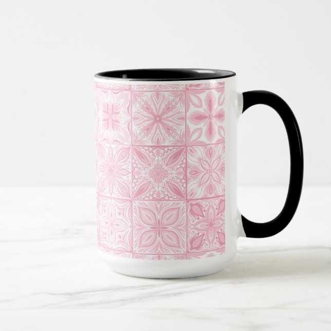 Caneca azulejos ornamentados cor-de-rosa (Direita)