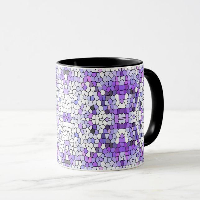 Caneca Azulejos roxos - mosaico, estilo grego, (Frente Esquerda)