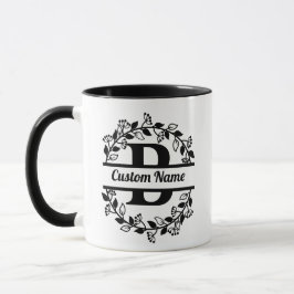 Caneca B Floral Monogram Letter