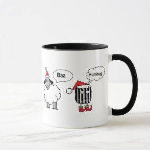 Caneca Baa Humbug Ovelha de Natal Engraçada Cartoon