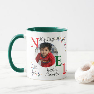 Caneca Baby Boy Primeiro Natal Foto Festiva Primeiro Noel