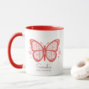 Caneca Baby Girl Pink Butterfly Chá de fraldas Convite