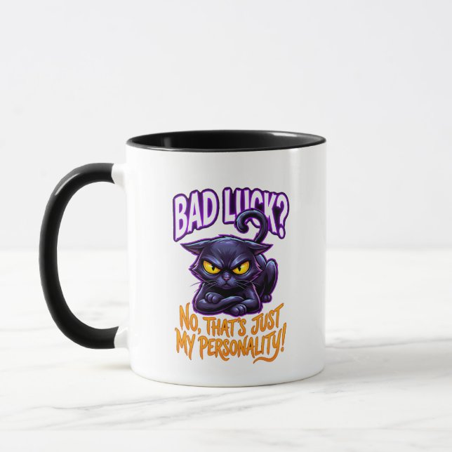 Caneca Bad Luck Black Cat Personality Funny Sarcastic (Esquerda)