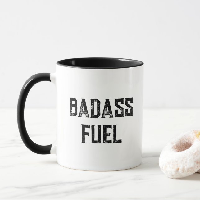 Caneca Badass Combustível Tipografia Engraçada Minimista  (Com Donut)