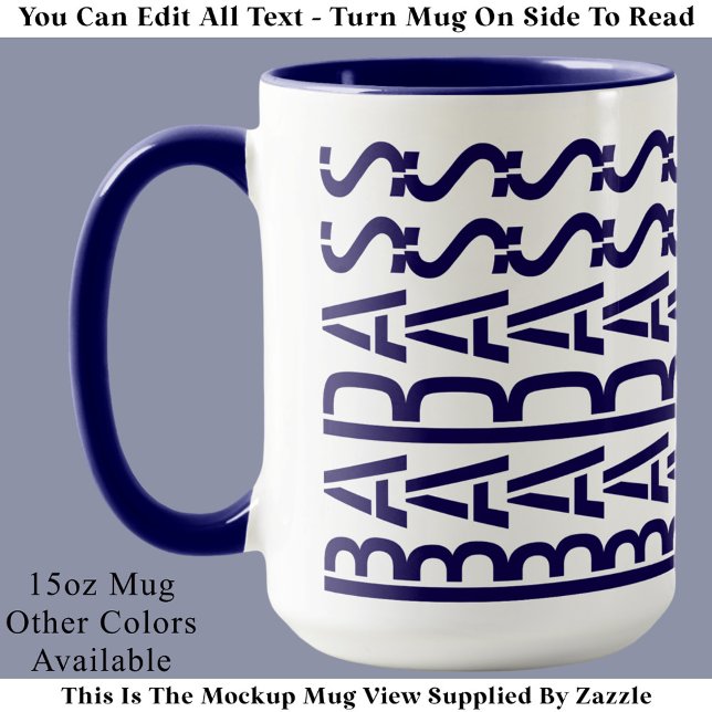 Caneca BADASS Hidden Message Modern Trendy Typography  (Criador carregado)