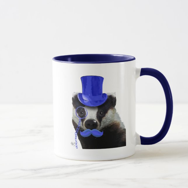 Caneca Badger com Chapéu Azul e bigode (Direita)