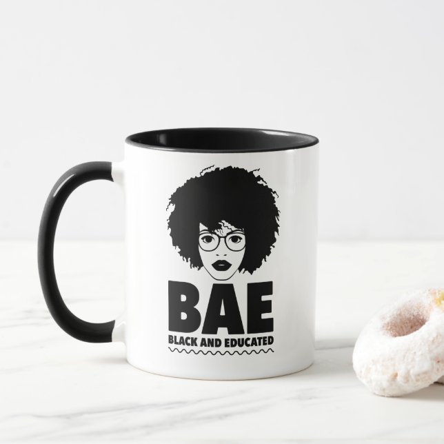 Caneca BAE: Negra e Educada Mulher Negra Africana (Com Donut)