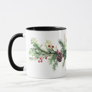 Caneca Baga de Pinheiro de Inverno Nome Personalizado Fer