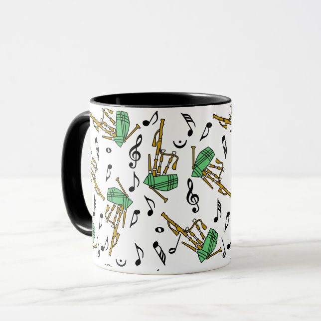 Caneca Bagpipe Music Note Pattern (Frente Esquerda)