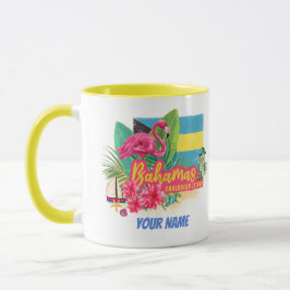 Caneca Bahamas retro caribe ilha flamingo vintage