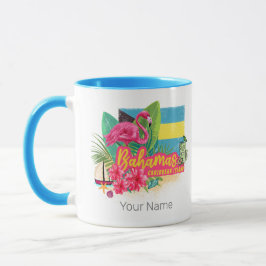 Caneca Bahamas retro caribe ilha flamingo vintage