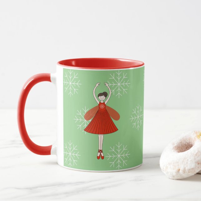 Caneca Bailarina Fada Natal Flocos de Neve illusim (Com Donut)