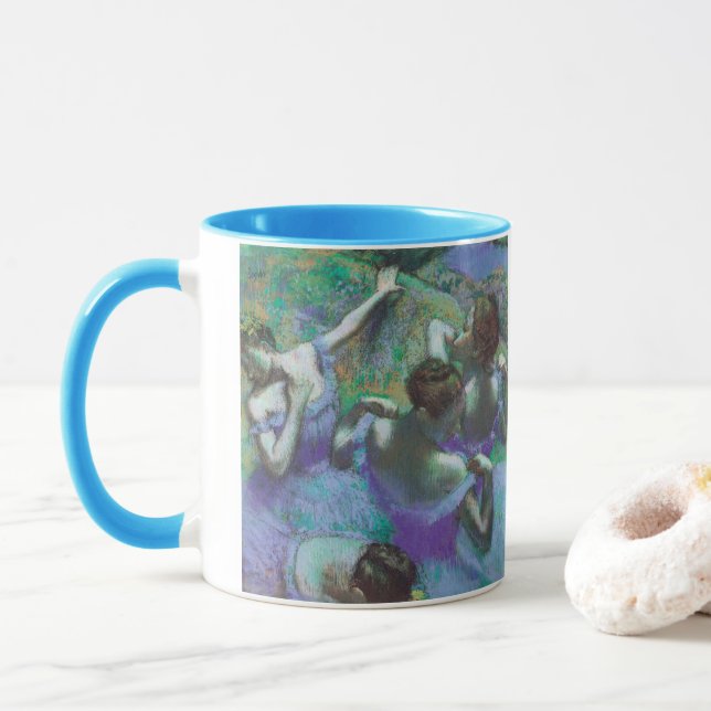 Caneca Bailarinas Azuis de Edgar Degas, Impressionismo An (Com Donut)
