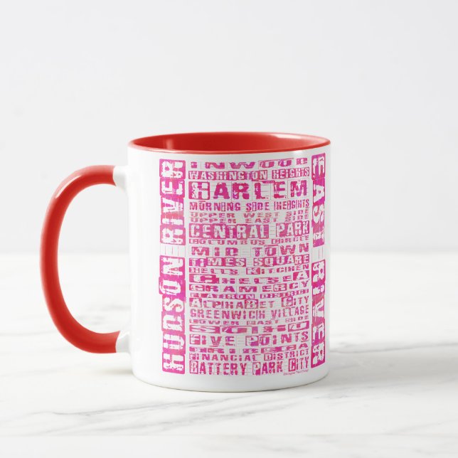 Caneca Bairros de NYC Rosa Quente (Esquerda)