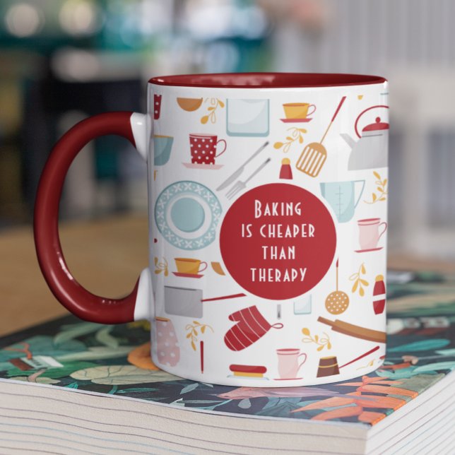 Caneca Baking mais barato que Therapny Engraçado Kitchen  (Criador carregado)