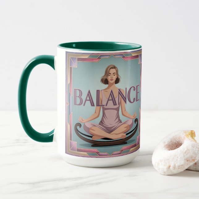 Caneca Balance Affirmation Geometric Meditation Mug (Com Donut)