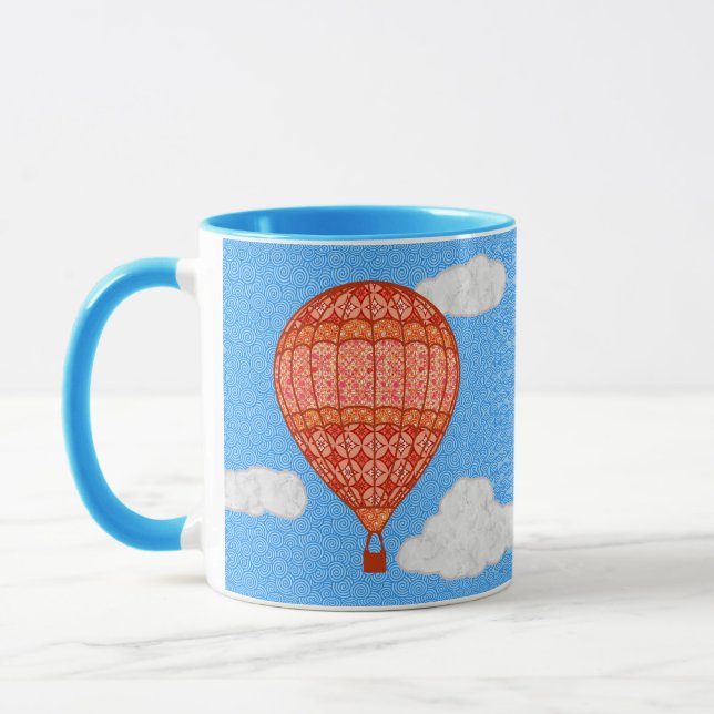 Caneca Balão de ar quente, laranja-coral contra céu azul (Esquerda)