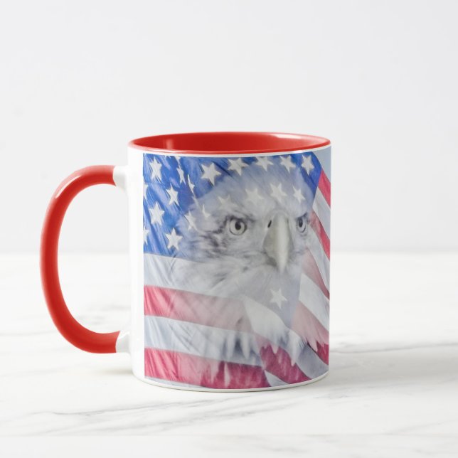 Caneca Bald Eagle e a bandeira americana (Esquerda)