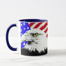 Caneca Bald Eagle e a bandeira americana