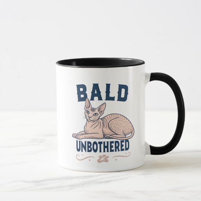 Caneca Bald Unbothered Sphynx Cat Graphic Art (Direita)