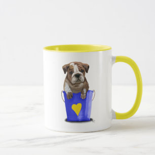 Caneca Balde Buldogue De Azul