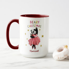 Caneca Balé Rosa Bonito Dançando Panda Beary Natal
