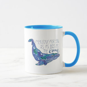 Caneca Baleia Aquarela - Amor tão grande quanto o oceano