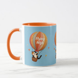 Caneca Baloão de Ar Quente de Gato Fofo Arte Caprichosa A