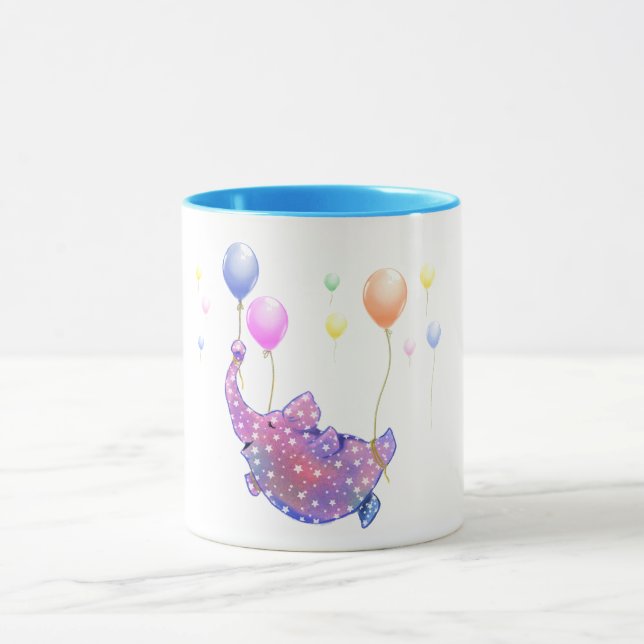 Caneca Balões Coloridos De Bebê Voadora De Elefante (Centro)