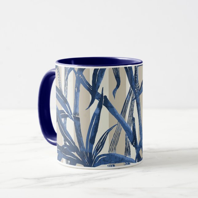 Caneca Bamboo Jungle Hawaiian Stripe - Marinho e Taupe (Frente Esquerda)