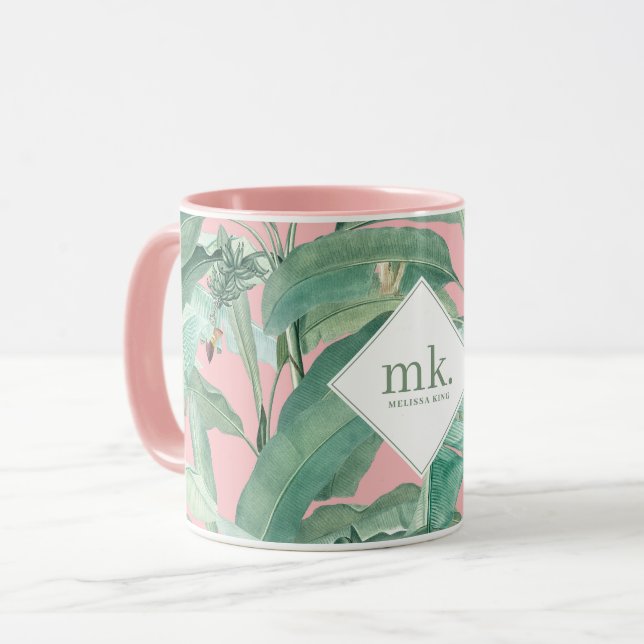 Caneca Banana Tropical Cor-de-rosa deixa monograma (Frente Esquerda)