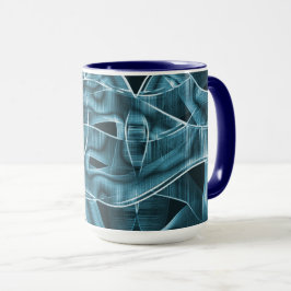 Caneca Banda sobreposta azul curvada realçada pelo alivio