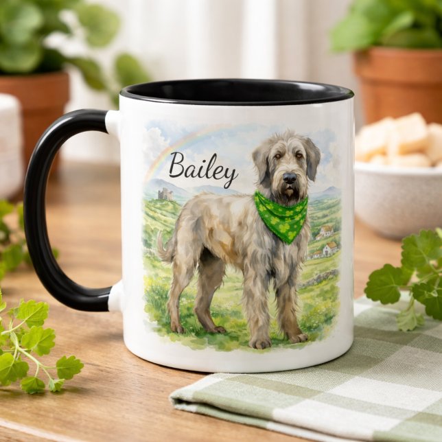 Caneca Bandana do Shamrock do Irish Wolfhound Nome do Cão (Criador carregado)