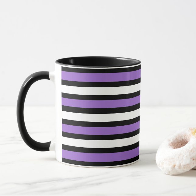 Caneca Bandas brancas, roxas e pretas (Com Donut)