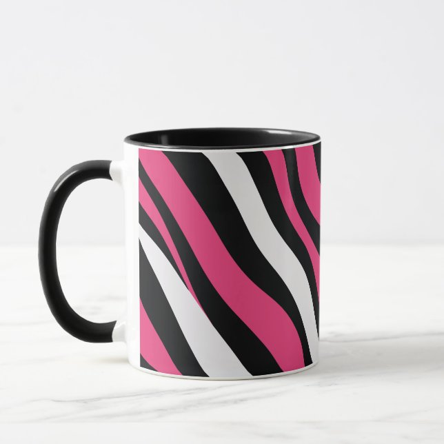 Caneca Bandas de Zebra Rosa e Negra (Esquerda)