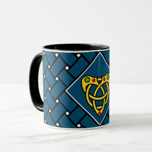 Caneca bandas/tecelagem Douradas/azuis/pretas, Nó Celular