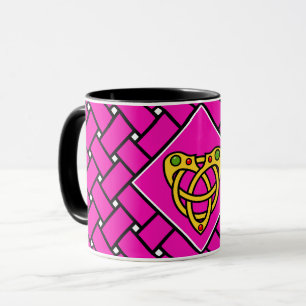 Caneca bandas/tecelagem Douradas/cor-de-rosa/pretas, Nó C