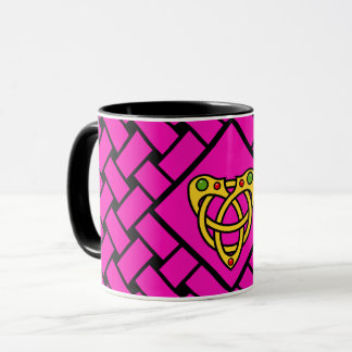 Caneca bandas/tecelagem Douradas/cor-de-rosa/pretas, Nó C
