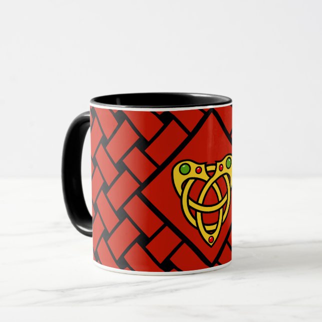 Caneca bandas/tecelagem Douradas/vermelhas/pretas, Nó Cel (Frente Esquerda)