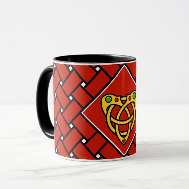Caneca bandas/tecelagem Douradas/vermelhas/pretas, Nó Cel (Frente Esquerda)